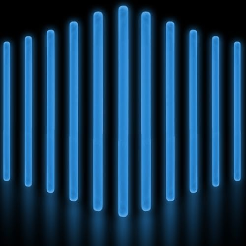 Glow Fever Bulk Glow In The Dark Jumbo-Leuchtstäbe, 50 Stück, 25,4 cm, für Partyzubehör, Festivals, Raves, Geburtstag, Hochzeit, Blau