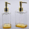 COM.TOP - Acryl-Seifenspender-Set, Badezimmer-Zubehör-Set, Aufsatzspender für Flüssigseife oder Lotion (Gold/transparent).