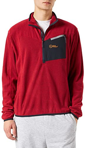 Great Escapes Pile Leggero Uomo Mezza Zip IRAZU, Red M