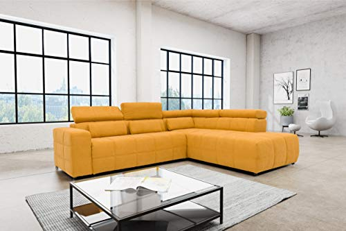 DOMO. collection Ecksofa Brandon, Sofa mit Rückenfunktion in L-Form, Polsterecke, Eckgarnitur 275 x 228 x 98 cm (BxTxH), gelb