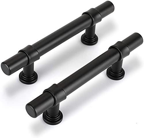 LONTAN 20 Black Kitchen Handles 128mm Black Cupboard Handles T-Shaped Dresser Drawer Pulls Vintage Wardrobe Bedroom Cabinet Door Pulls