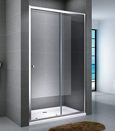 Yellowshop - Box Doccia Porta Nicchia Bagno Cm 100, 110, 120, 130, 140, 150, 160, 170 Anta Scorrevole - Alluminio Cristallo Trasparente/Opaco 6mm, H Cm 190 Smart (Cm 130, Cristallo 6mm Trasparente)
