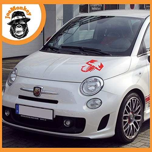 JoeMonkey Adesivi per Abarth 1 Pre fustellato Scorpione, (Colore Rosso), 24 cm