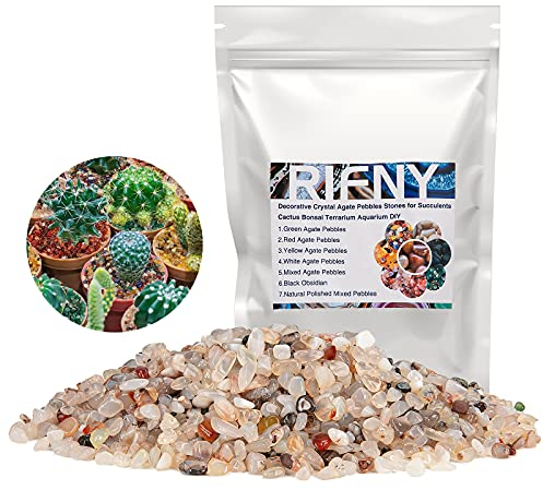 Kieselsteine, RIFNY Dekosteine Achat Kies Deko für Garten Blumentopf Pflanzen Sukkulenten Kaktus, Aquarium Kies Steine (680g, Weiß)