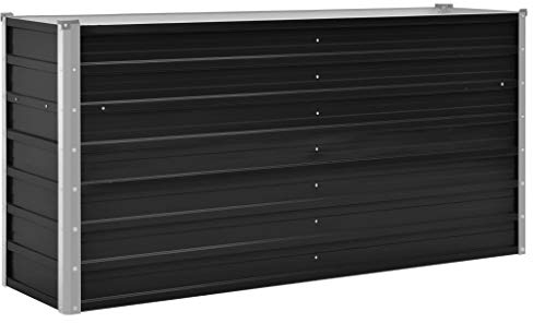 Festnight Hochbeet Metall Hochbeet Balkon Blumenkasten Balkon Garten-Hochbeet Pflanzkasten Balkon Kräuterbeet Pflanzkübel Groß Außen Hochbeet Verzinkter Stahl 240x80x77 cm Grau