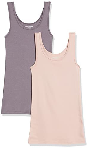 Amazon Essentials Débardeur Coupe Ajustée Femme, Lot de 2, Mauve/Rose Blush, XL