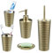 Relaxdays Badezimmer Set, 5-teilig, Badaccessoires Edelstahl gebürstet, komplette Badezimmerausstattung, modern, Gold