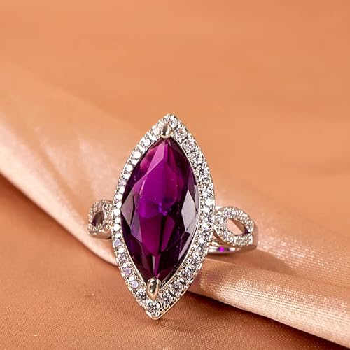 Cellacity Classic Silber 925 Ringe mit 10 * 20 mm großen Amethyst-Edelstein-Pferdeauge-Zirkon-Dame Fine Jewelry Women Party Wholesale