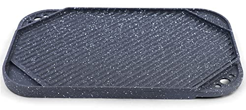 RAMROXX BBQ Grill Wendeplatte Planchaplatte Gusseisen Antihaftbeschichtet 40x25cm