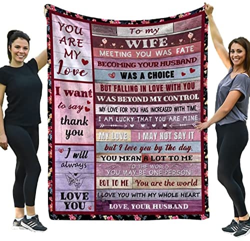 Gifts for Wife from Husband, to My Wife Blanket, Wedding Anniversary Romantic Gifts for Her, Presents for Wife, Female Birthday Gifts Ideas, Christmas Valentine's Day (150 x 200 CM, Purple)
