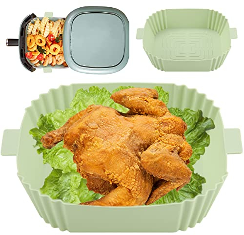2Pcs Air Fryer Silicone Liner 8inch Square Air Fryer Liners Reusable Air Fryer Silicone Liners Heat Resistant Air Fryer Accessories for Ninja, COSORI and Tower Air Fryer Oven