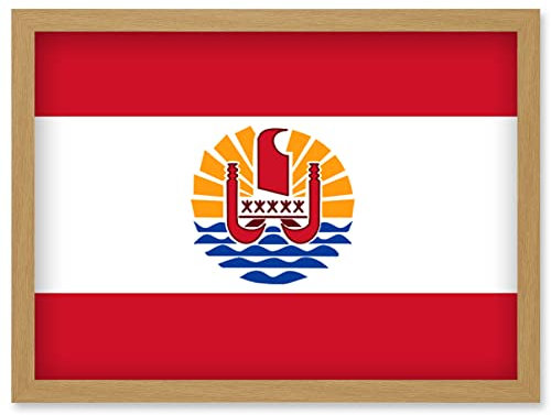 Artery8 French Polynesia National Flag Patriotic Vexillology World Flags Country Region Poster Artwork Framed Wall Art Print A4