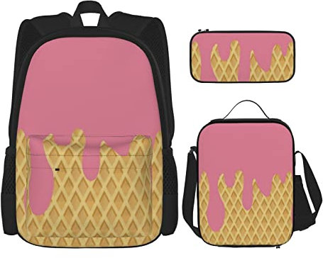 BAAROO 3 Stück Set Rucksäcke Eistüte Board Buch Tasche Reise Camping Arbeit Schule Tasche Federmäppchen Mittagessen Tasche Kombination für, farbe, 5.0cm*10.5cm*20.5cm, federmäppchen