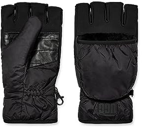 UGG Wasserabweisender Flip-Fäustling aus recyceltem Nylon mit recyceltem Micofur-Futter, Schwarz, Large-X-Large