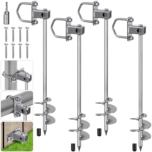 Insaga Set di 4 ancoraggi multiuso da avvitare, completamente saldati, ancoraggio a terra da 45,7 cm, ancoraggio per casa mobile per trampolino, set altalena, posto auto coperto e altro ancora, set