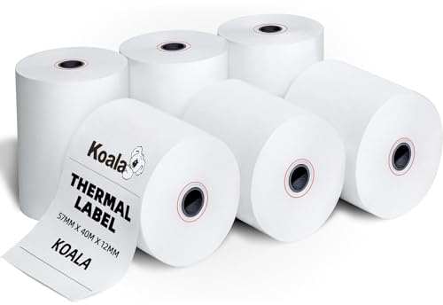 Koala Thermorollen 57mm x 40m x 12mm (10 Stück) - Kassenrollen - 57mm Thermo für Registrierkasse - Bonrollen Thermo 57mm für Bondrucker - Thermopapier – BPA Frei