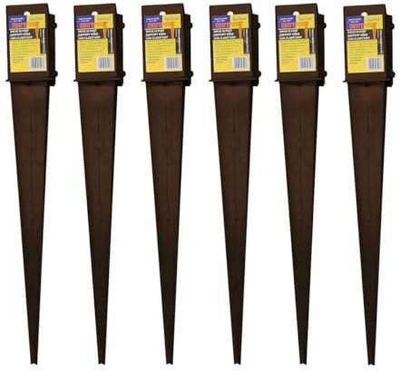 6 x Fence Post Holder 75mm posts Support Drive Down Spike Clamp Grip Brown for 75mm x 75mm posts, 750mm spike (3 x 30) Eliza Tinsley Swiftpost, Pack of 6
