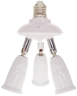 Tyenaza E27 Light Bulb Socket Adapter Splitter to 3 Heads Adjustable Angles, Indoor and Outdoor Use for Ceiling Light or Lamp