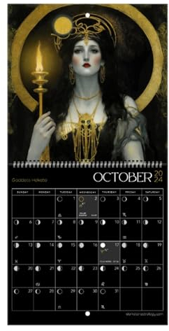 Wandkalender 2024,Mondkalender 2024 Mondphasen,Astrologie 2024 Kalender Wandkunst Göttin Vollmond Tracker,Hängende Astrologie-Dekorationen 2024 Mondkalender für Wohnzimmer,Schlafzimmer,Arbeitszimmer
