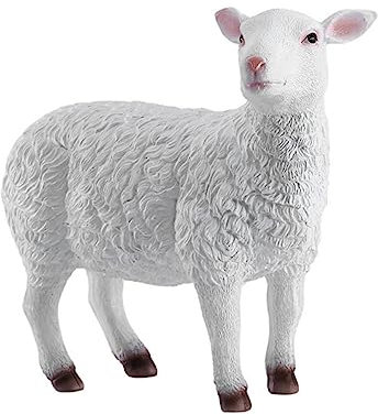Supvox Dekorative Lichter Kinder Lamm Mutlon-Spielzeug großer Garten Ornament Modelle Gartenverzierung Simulation Schaf Tier Statue Geburtstagsgeschenk Cafe Kunsthandwerk Harz Weiß