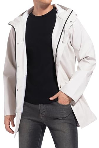 UNIQUEBELLA Veste de pluie légère pour homme avec capuche coupe-vent et respirante, beige, XXL
