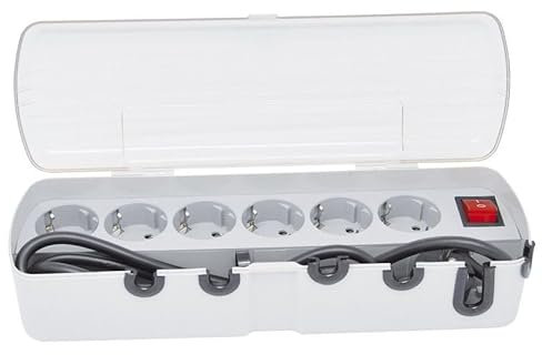 Multiprise Transparente à 6 Prises avec boîte de Rangement de câble, 35 000 W, 16 A, 250 V, avec Interrupteur et Couvercle Anti-poussière