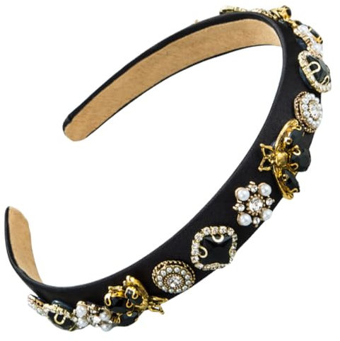 scicent Haarband Vintage Strass Haarbänder Rutschfeste Stirnband Funkelnd Perlen Haarschmuck Hochzeit Mode Dünnee Haarreif Dirndl für Frauen Mädchen Modische Braut Brautjungfer Haarreifen - 27311