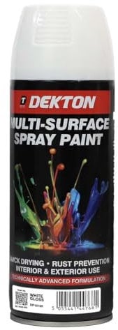 Inspired Essentials - All Purpose Aerosol Spray Paint 400ml Quick Drying Spray, Fast Dry and Excellent Coverage for Metal, Wood, Plastic and More (1, Dekton White Gloss)