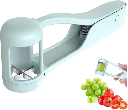 Coupe-raisins et Fruits pour Tout-petits et Bébés, Trancheuse de Raisin en Acier Inoxydable, Coupe-tomates et Fraises, pour Légumes, Raisins, Fraises, Tomates Cerises, Coupe Rapide, Bleu