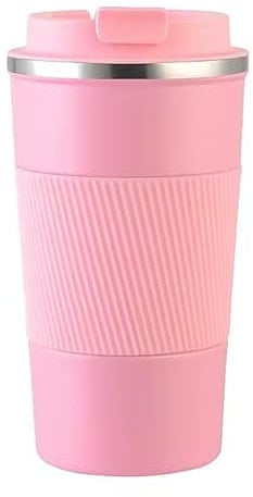 NOBLE BLOOD Travel Coffee Mug Insulated Stainless Steel Coffee Cup for Cold and Hot Drinks Home Office Outdoor Works 380ml/13oz (Pink, 380ml)