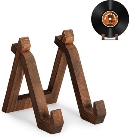 Meafeng Wooden Picture Frame Stand, 6 Inch Plate Display Stand, Assembled Type Decorative Plate Holders, Vinyl Record Holder, Table Top Display Stand for Artwork Displaying