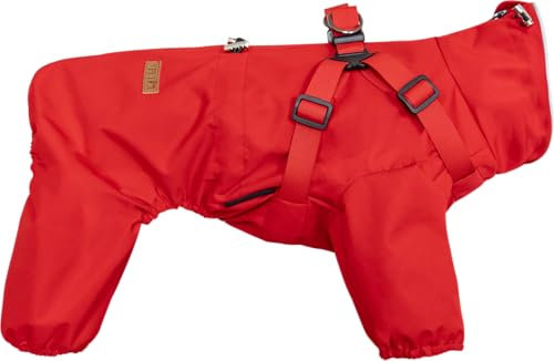 BT Bear Hundemantel mit Geschirr, Wasserabweisend, Reflektierend, Einstellbar, Rot, XL