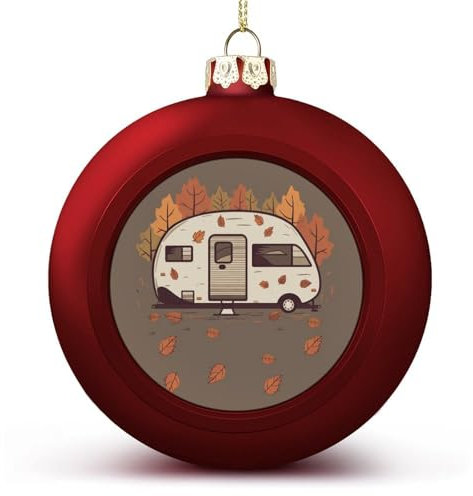 Weihnachtskugel-Ornamente, Happy Fall Camper, bedruckte Weihnachtskugeln, hängende Weihnachtskugeln, Halloween-Deko-Kugeln