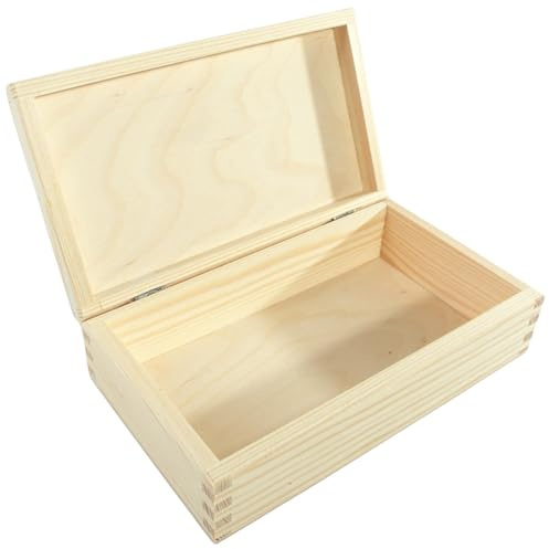 WooDeeDoo Decorative Wooden Box with Lid | 21.5 x 12.5 x 6 cm |Trinket Jewellery Memory Keepsake Storage Gift Holder Case | Unfinished Wood for Craft