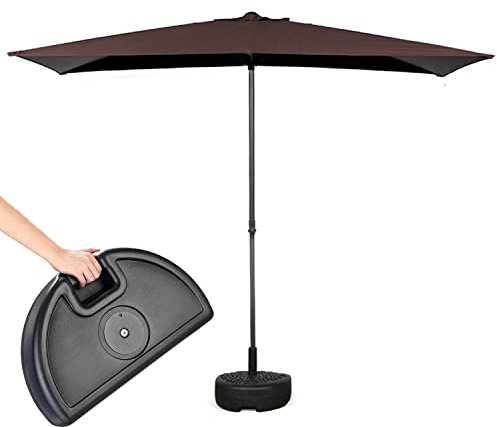 Ombrellone da esterno per giardino e balcone, 2,4 m, rettangolare, con base regolabile in altezza