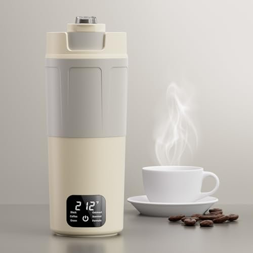 Dual Voltage Portable Electric Kettle Travel Hot Water for Tea, Coffee, 6 Temperature Controls and LCD Display, Large-Capacity 550ML, Auto Shut Off & Boil Dry Protection，Warm White