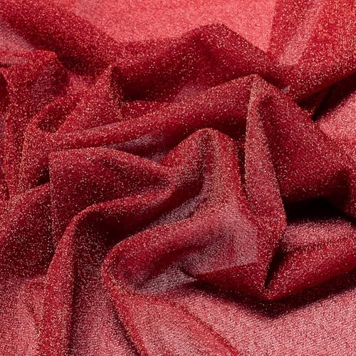 AHANDMAKER Roter Paillettenstoff 1.74 x 1.16 Meter Glitzernder Stoff Funkelnder Metallic Stoff Modestoff Zum Basteln Nähen Kleidung Hochzeit Geburtstag Ballkleider