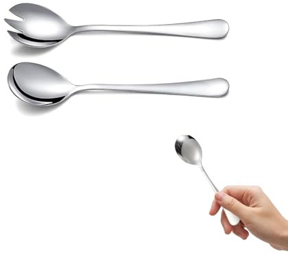 Generisch Salatbesteck Edelstahl – 21 cm Salatlöffel und Salatgabel Set, Hochwertiges Servierbesteck aus Edelstahl, Robustes und Langlebiges Salatbesteck für Küche & Gastronomie