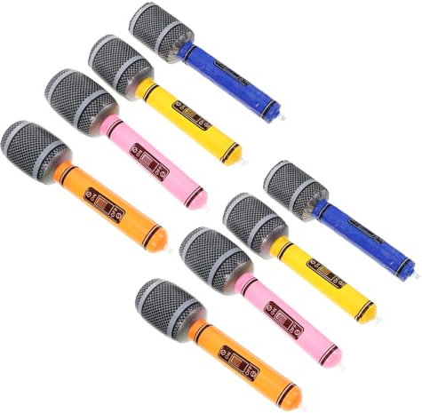 Vaguelly 8pcs Realistic Inflatable Microphone Props Fake Microphone Toys for Boys and Girls Bulk Inflatable Toy for Parties