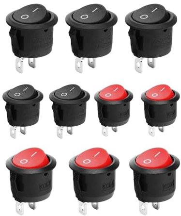 TPZORJX 10 Stück Kippschalter 12v On/Off,Ein aus Schalter 2 Polig,Mini Wippschalter für Einbau Wohnmobil Switch Taster Modellbau Auto Boot HaushaltsgeräTe Lampenschalter Einrastbare(Schwarz Rot)