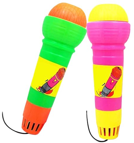 Pesoncarl Microphones en écho drôles Enfants prétendent Les Jouets en Plastique écho Micro Pratique Magique de Micro pour Les Graduations d'anniversaire Couleur aléatoire 2pcs, Machines karaoké