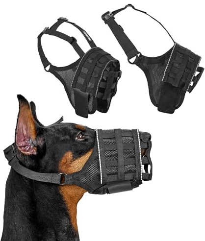 OneTigris Maulkorb für Hunde, Leicht und Weich Maulkorb füttern und Trinken erlaubt, Für das Sozialisierungstraining, Atmungsaktive Haustier Maske, Klettverschluss, schützt vor Bellen & Beißen (XL)