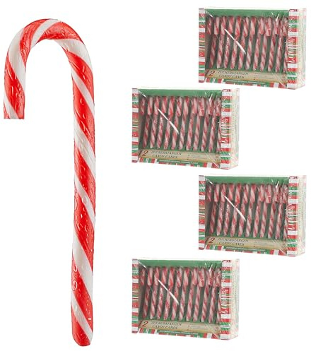 Zuckerstangen 48tlg essbar | rot/weiß gestreift je 10g Zucker | Pfefferminzgeschmack Candy Cane verpackt | Spazierstock Weihnachtsdeko (48)
