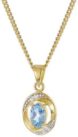 trendor Gold Anhänger 333/8K mit Blautopas an vergoldeter Silberkette modisches Schmuckstück für Damen, zauberhafte Geschenkidee, 21189-45 45 cm