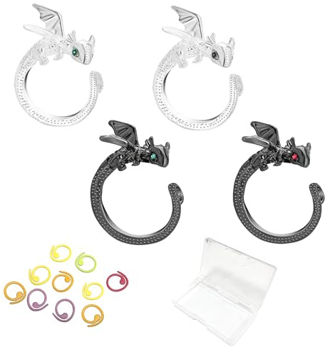 Häkel Zubehör Verstellbarer Strickring Finger Für Zwei Fäden | Häkelring Und Häkelringe Finger Als Crochet Ring, Strick Zubehör Für Häkeln Mit Strickfingerhut, Maschenmarkierer Katze.
