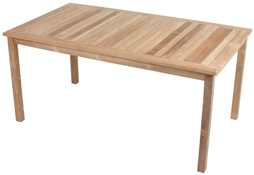 DELUKE Gartentisch Magda rechteckig - Teak, Natur, 160x90x75cm | Terrassentisch Wetterfest Outdoor Tisch