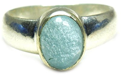 jewelryonclick 3?Karat Cabochon Aquamarin natur Sterling Silber f?r Herren Ring Gr?sse UK J 1/2???Z - 70 (22.3)