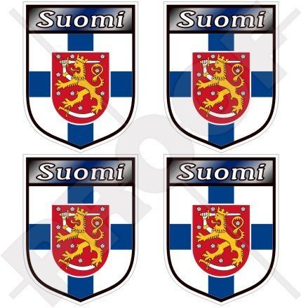 FINNLAND Finnischer Schild SUOMI 50mm Auto & Motorrad Aufkleber, x4 Vinyl Stickers