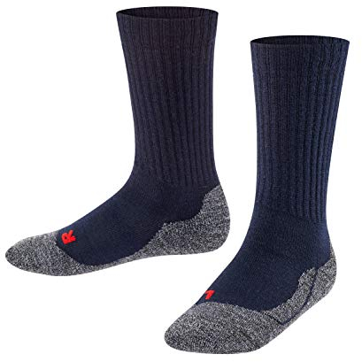 FALKE Unisex Kinder Socken Active Warm K So Wolle Funktionsmaterial dick atmungsaktiv einfarbig 1 Paar, Blau Marine 6120, 23-26