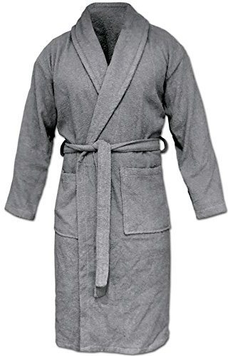 HOMELEVEL Peignoir de bain en tissu éponge - 100% coton - Pour homme et femme - Tailles S à 6 XL, gris, XXL